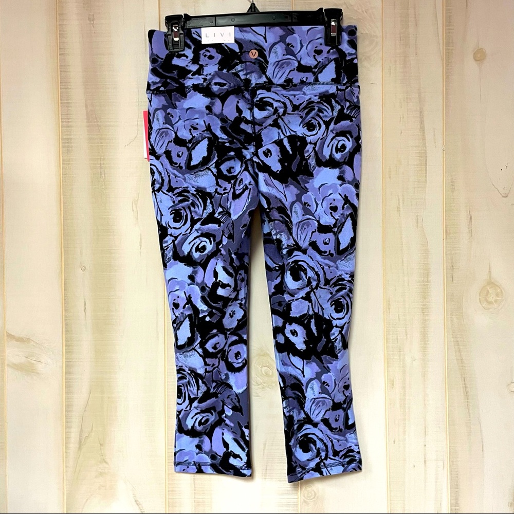 Livi NWT Purple Black Crop Leggings Sz 10-12 Lane Bryant - Picture 2 of 7